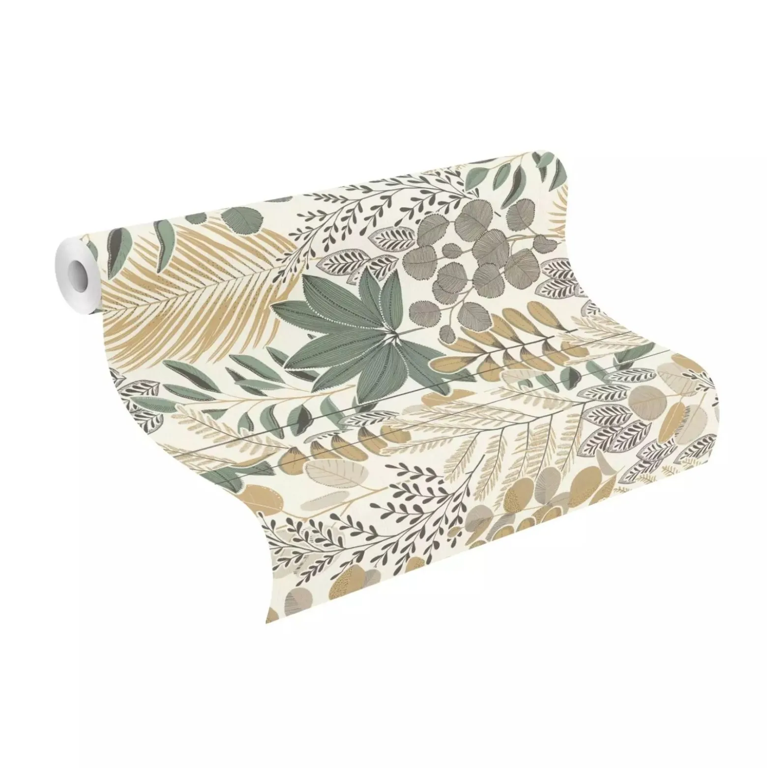 Vliestapete Rasch Blätter Modern Weiß Grün Beige 465334
