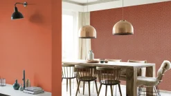 Vliestapete Rasch Blätter Muster orange-rot 704655