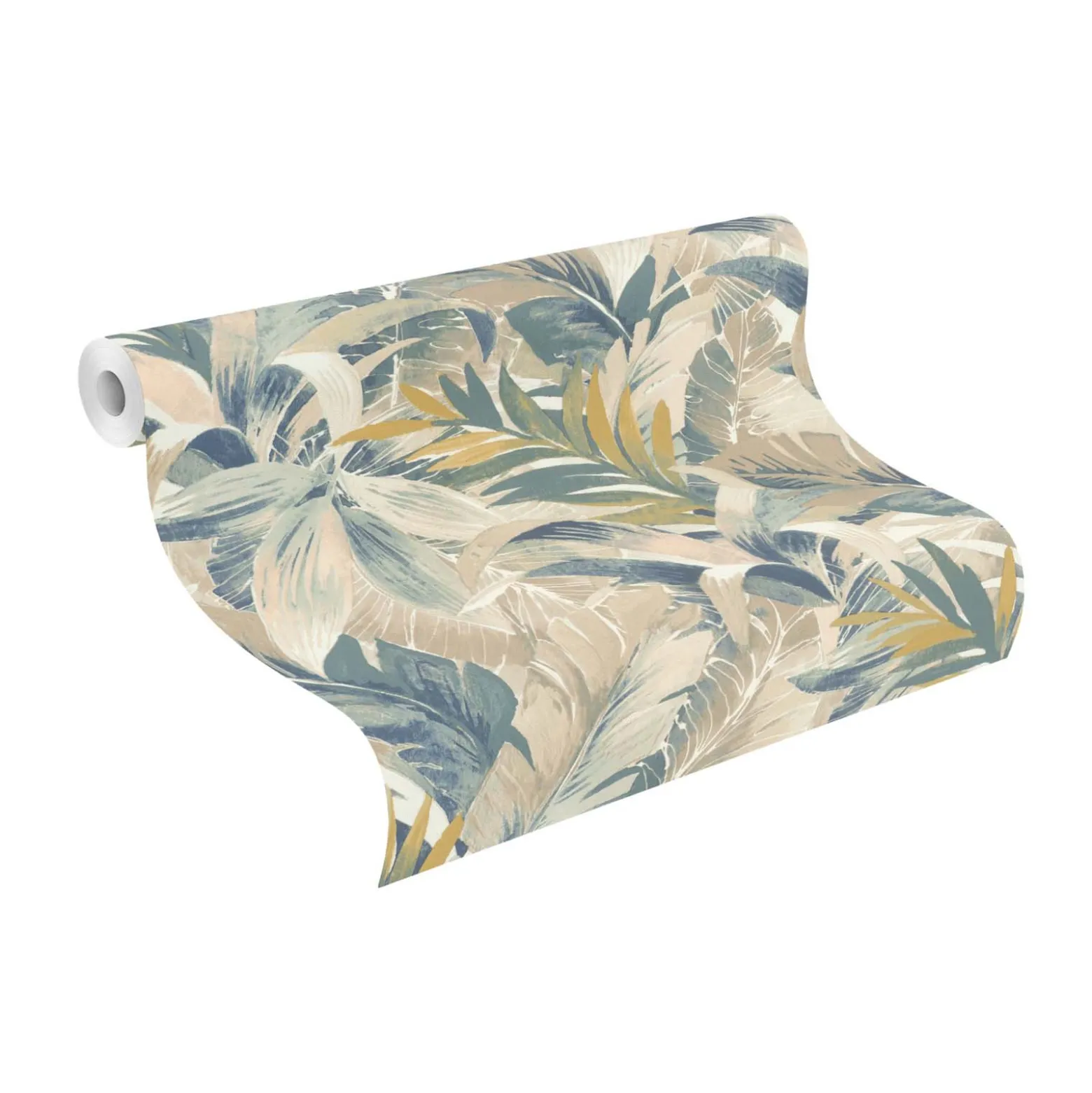 Vliestapete Rasch Blätter Palmen Beige Blau Grün 865202