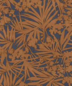 Vliestapete Rasch Blätter Tropisch Blau Braun 330335