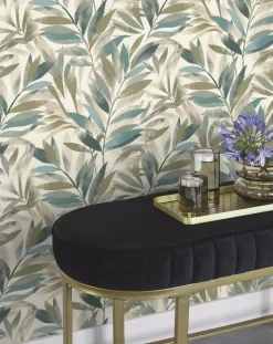 Vliestapete Rasch Blätter Tropen Weiß Grün Beige 867640