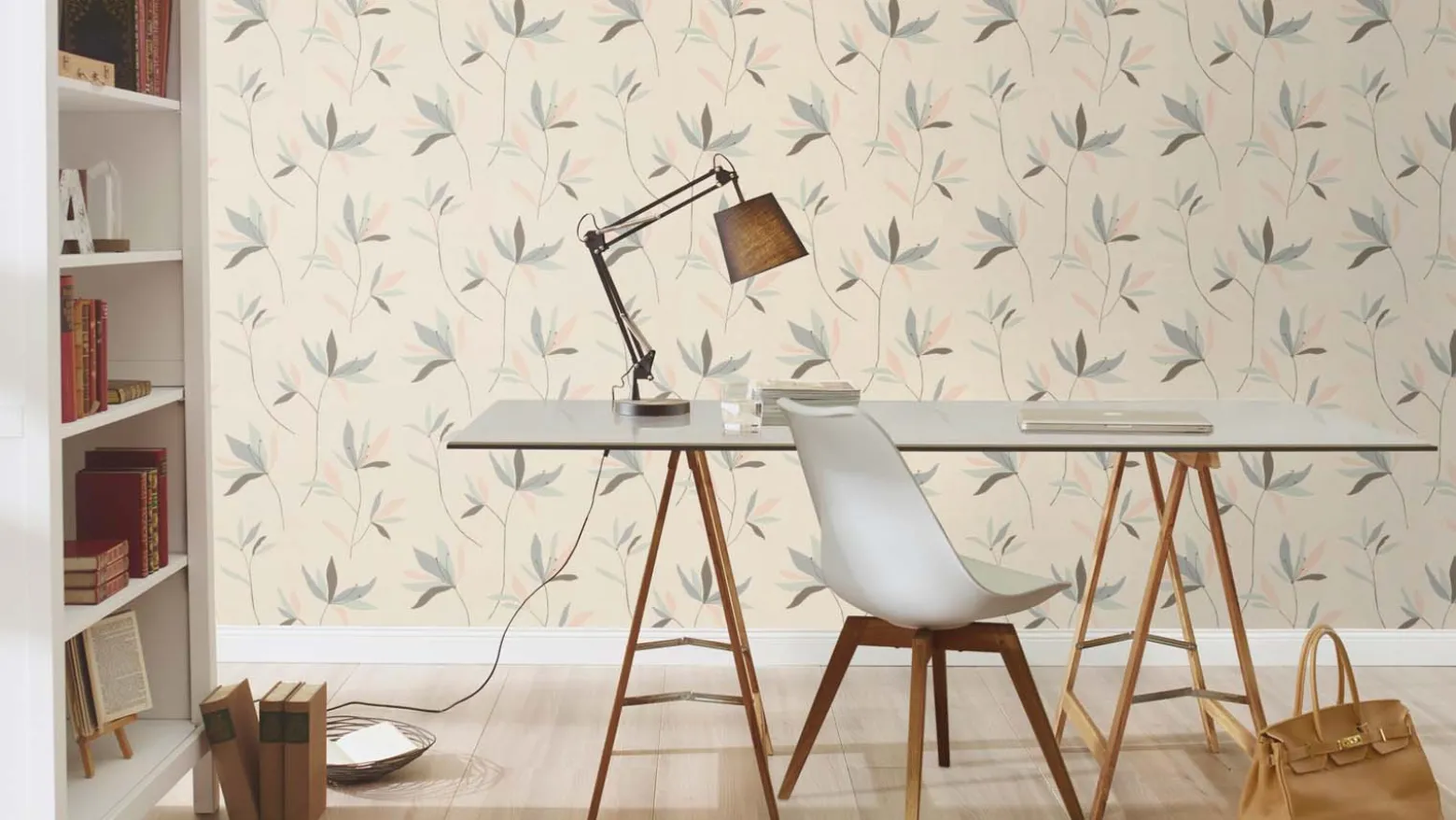 Vliestapete Rasch Blumen Beige Blau 634068