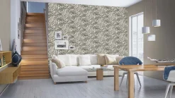 Vliestapete Rasch Blumen Blätter Weiß Schwarz 555325
