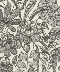 Vliestapete Rasch Blumen Blätter Weiß Schwarz 555325