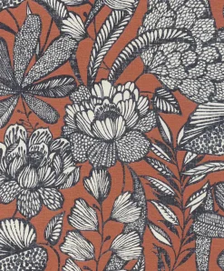 Vliestapete Rasch Blumen Blätter Orange Blau 555370