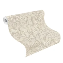 Vliestapete Rasch Blumen Blätter Beige 555349 Lirico