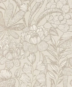 Vliestapete Rasch Blumen Blätter Beige 555349 Lirico