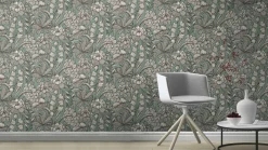 Vliestapete Rasch Blumen Blätter Grün Schwarz 555356