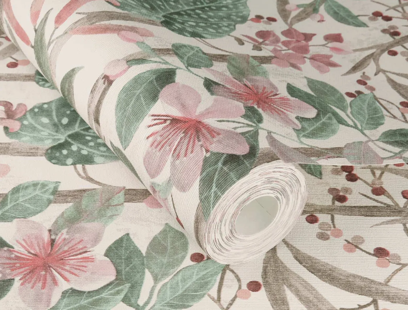 Vliestapete 538212 Rasch Blumen Cremeweiß Rosa