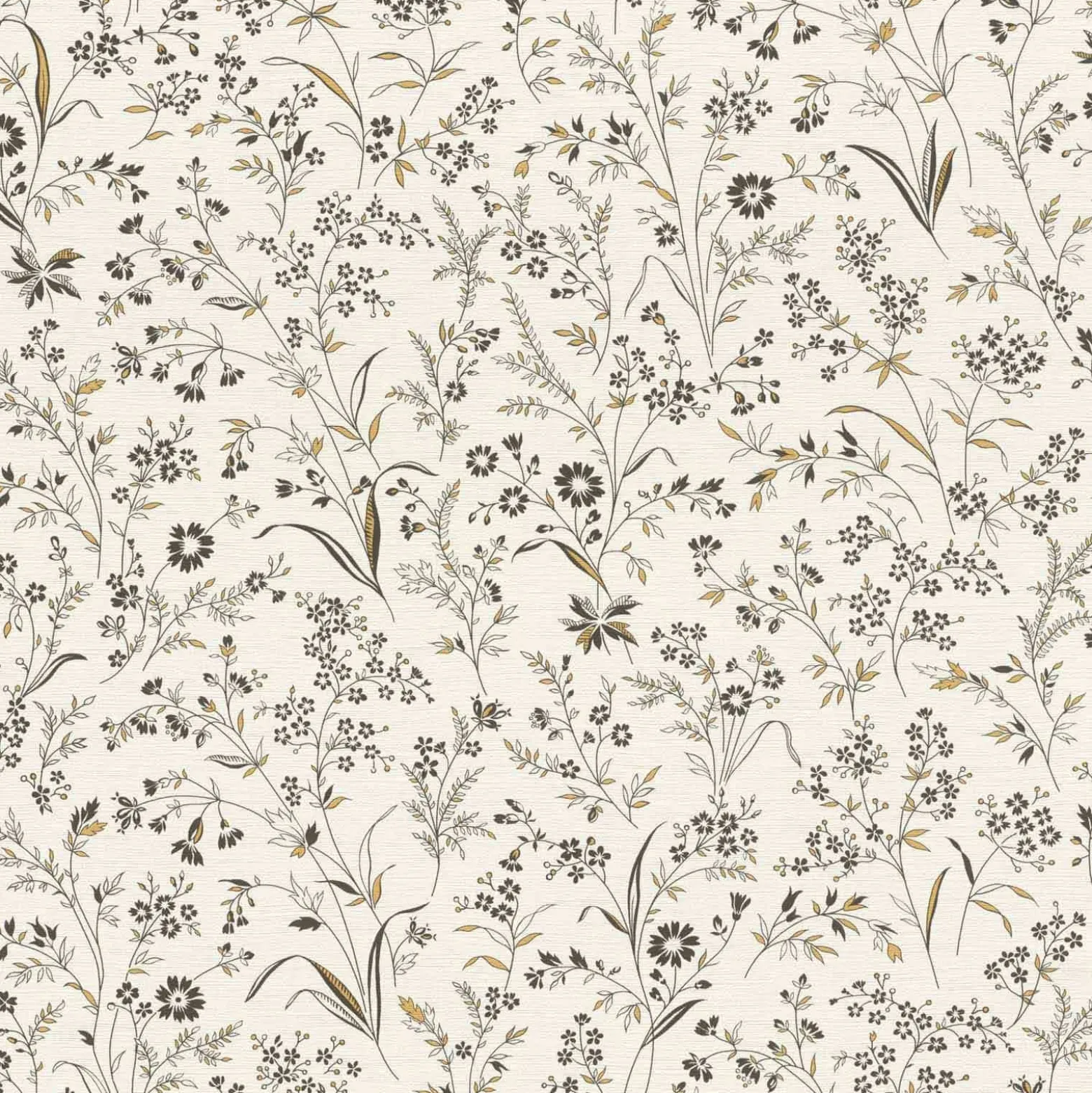 Vliestapete Rasch Blumen Creme Schwarz Gelb 869408