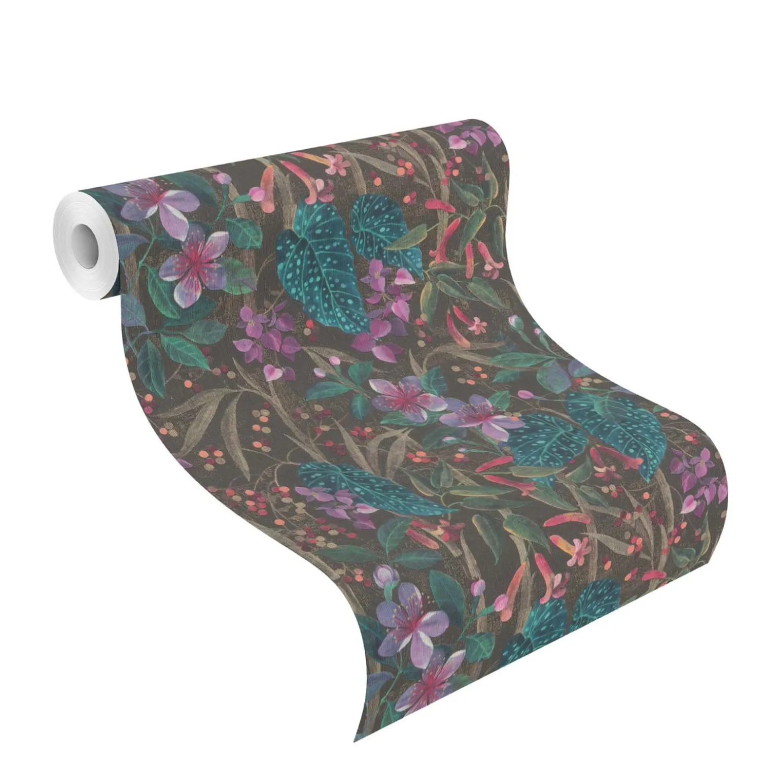 Vliestapete 538236 Rasch Blumen Schwarz Lila