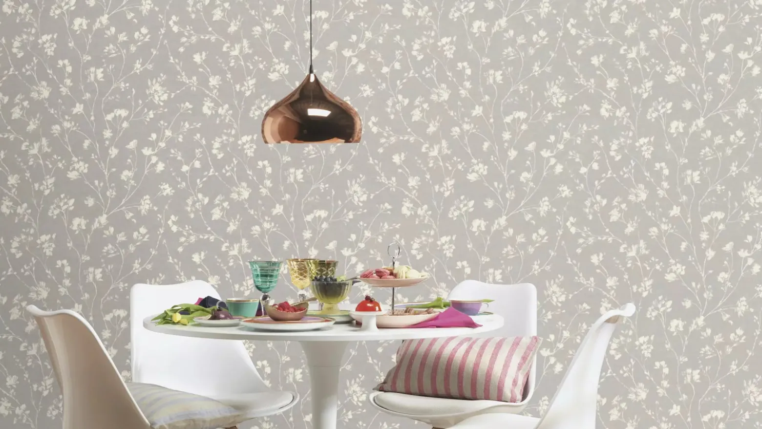 Vliestapete Rasch Blumen Textiloptik Grau Weiß 463828