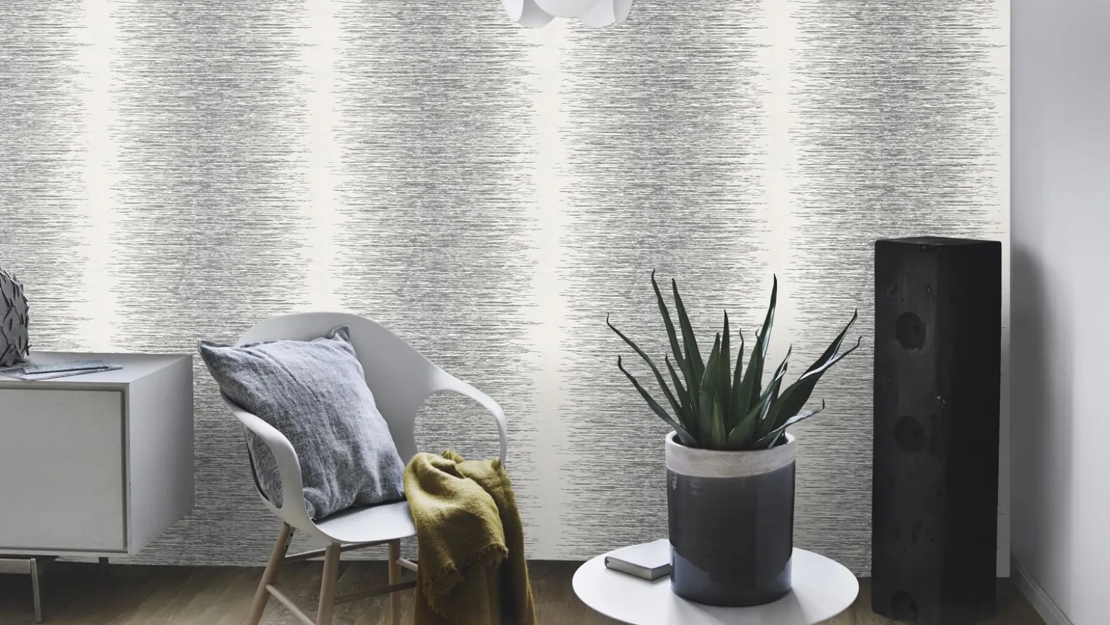 Vliestapete Rasch Deco Style Streifen silber weiß 413809