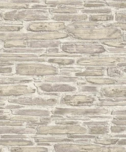 Vliestapete Rasch 3D Steinmauer beige creme 863413