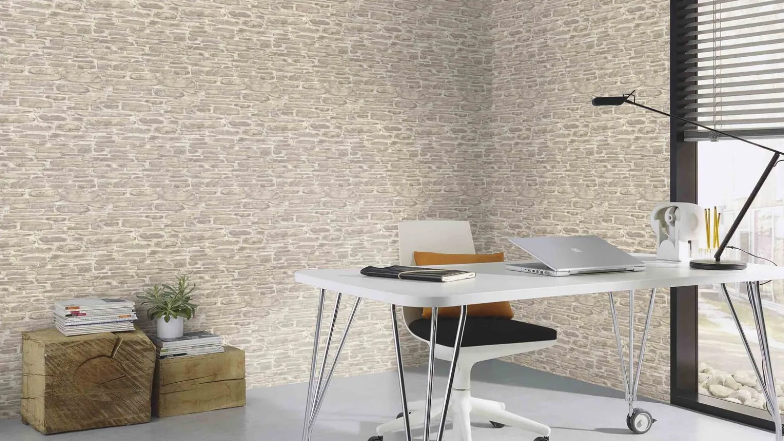 Vliestapete Rasch 3D Steinmauer beige creme 863413