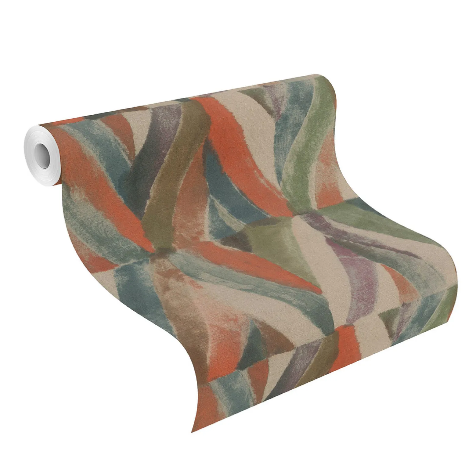 Vliestapete Rasch Ethno Raute grün beige orange 704068