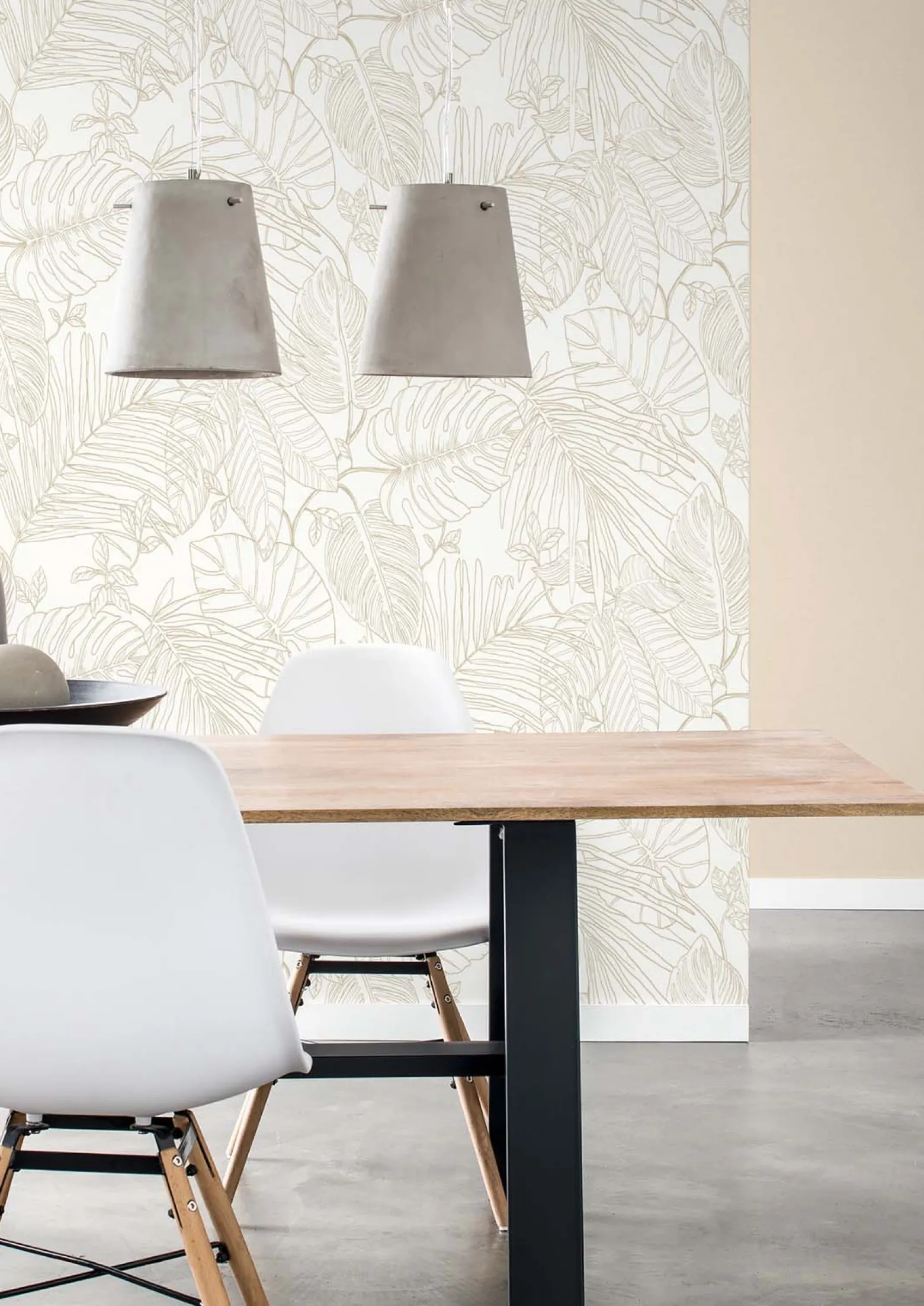 Vliestapete Rasch Farne Blätter Weiß Beige 690804
