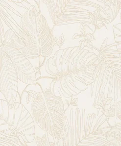 Vliestapete Rasch Farne Blätter Weiß Beige 690804