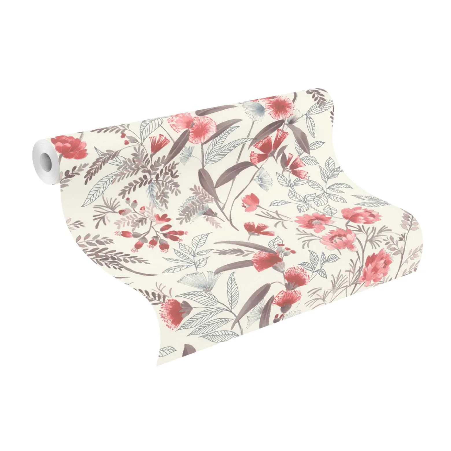 Vliestapete Rasch Floral Aquarell Weiß Rot 869118