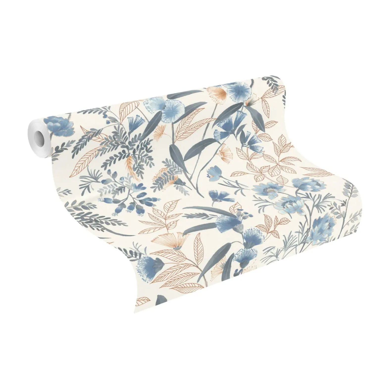 Vliestapete Rasch Floral Aquarell Weiß Blau 869125