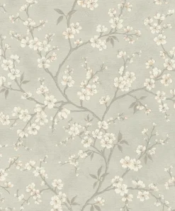 Vliestapete Rasch Floral Blüten Grau Gold Metallic 456752