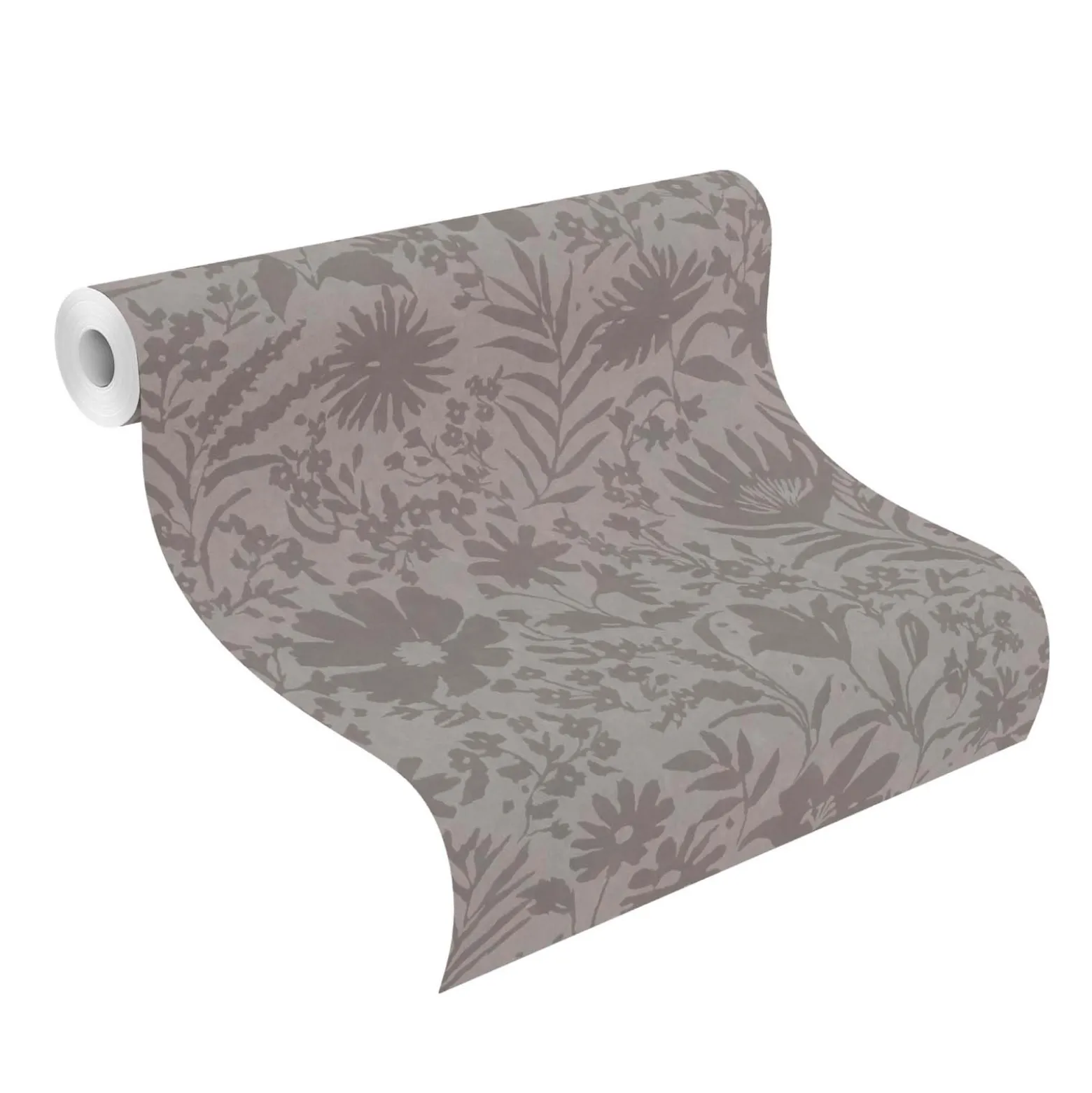 Vliestapete Rasch Floral Blumen Blätter Grau 330441