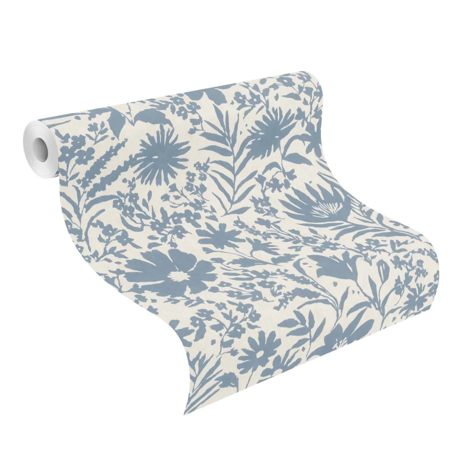Vliestapete Rasch Floral Blumen Creme Blau 330410