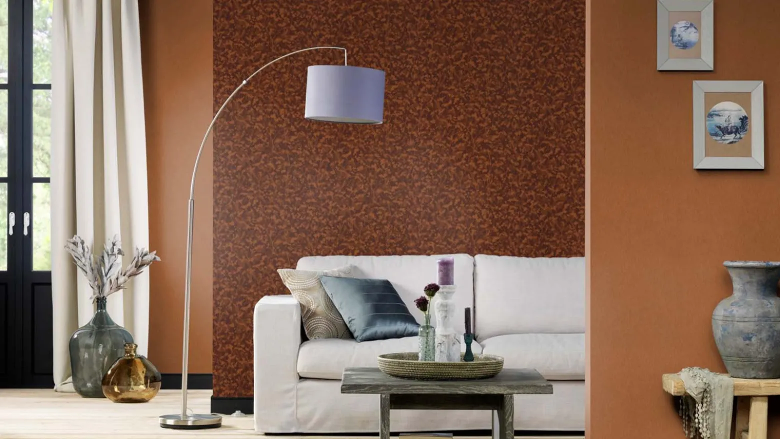 Vliestapete Rasch Floral Braun Kupfer Metallic 720778