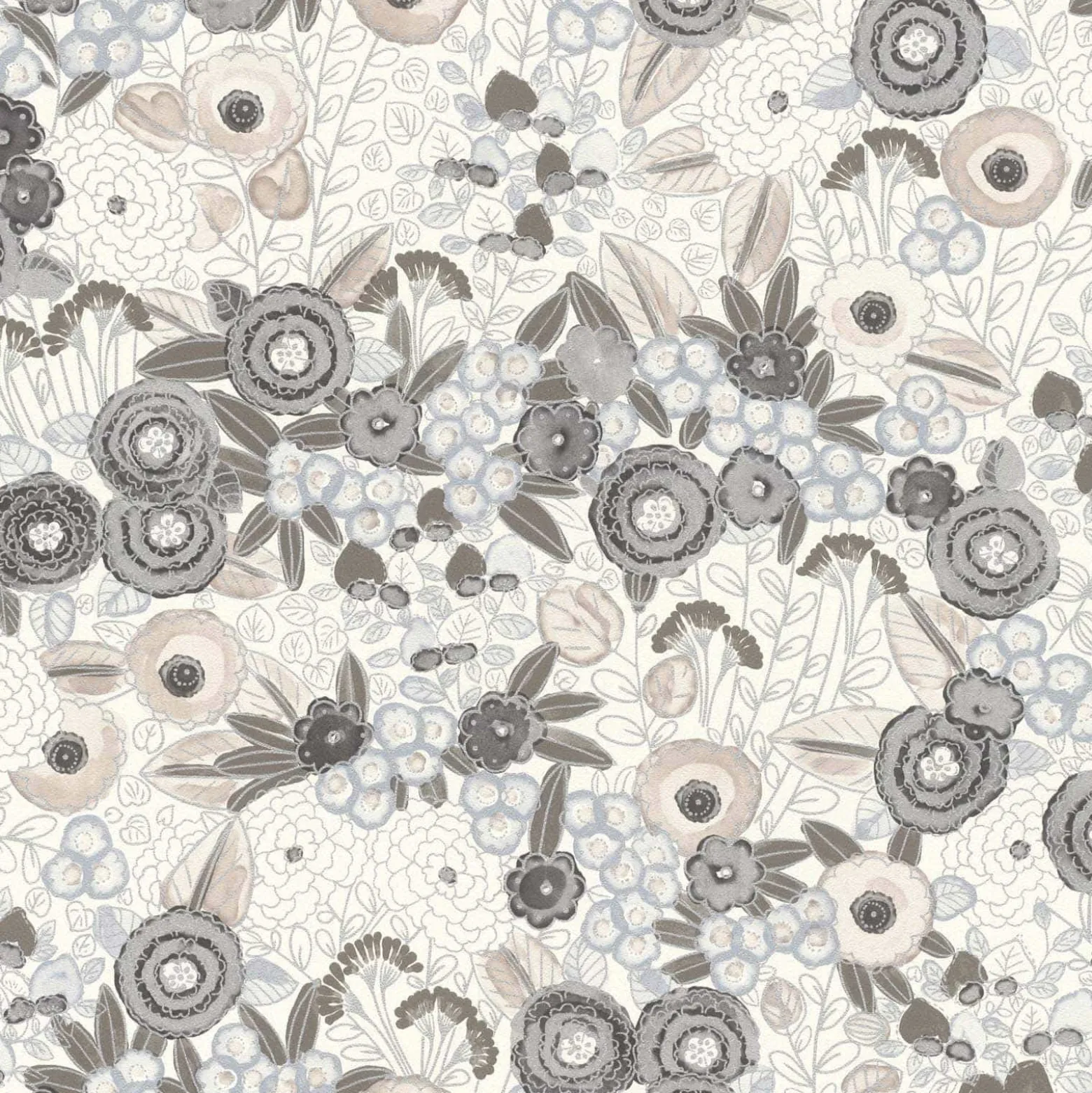Vliestapete Rasch Floral Creme Silber Metallic 868920