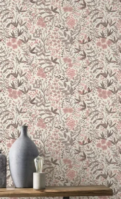 Vliestapete Rasch Floral Creme Braun Rosa 580761