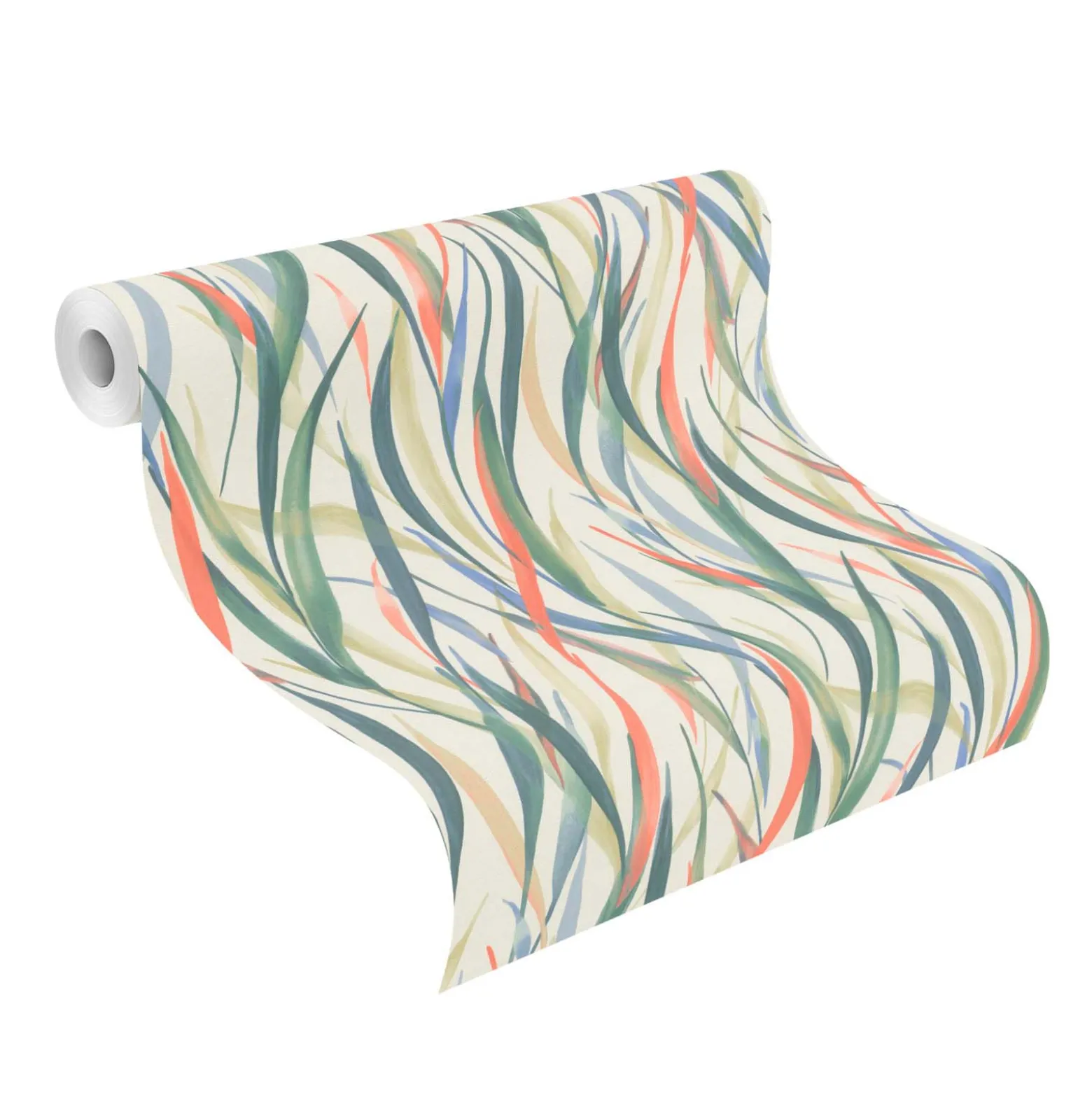 Vliestapete Rasch Floral Gräser Creme Grün Orange 330229