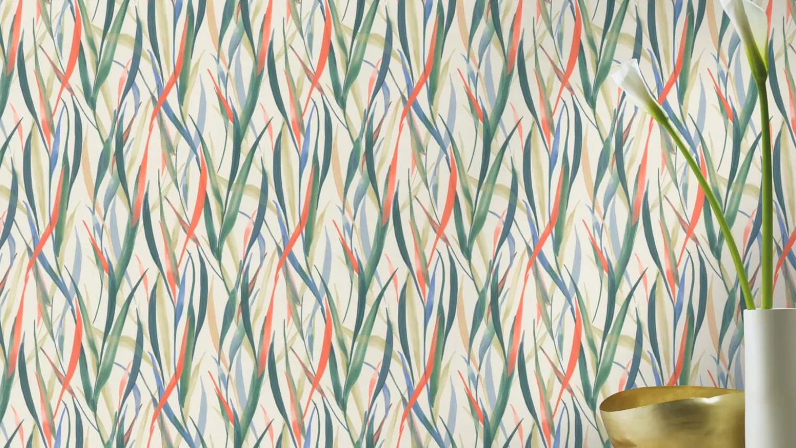 Vliestapete Rasch Floral Gräser Creme Grün Orange 330229
