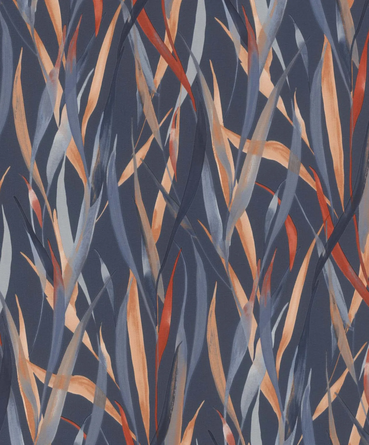 Vliestapete Rasch Floral Gräser Blau Orange 330236