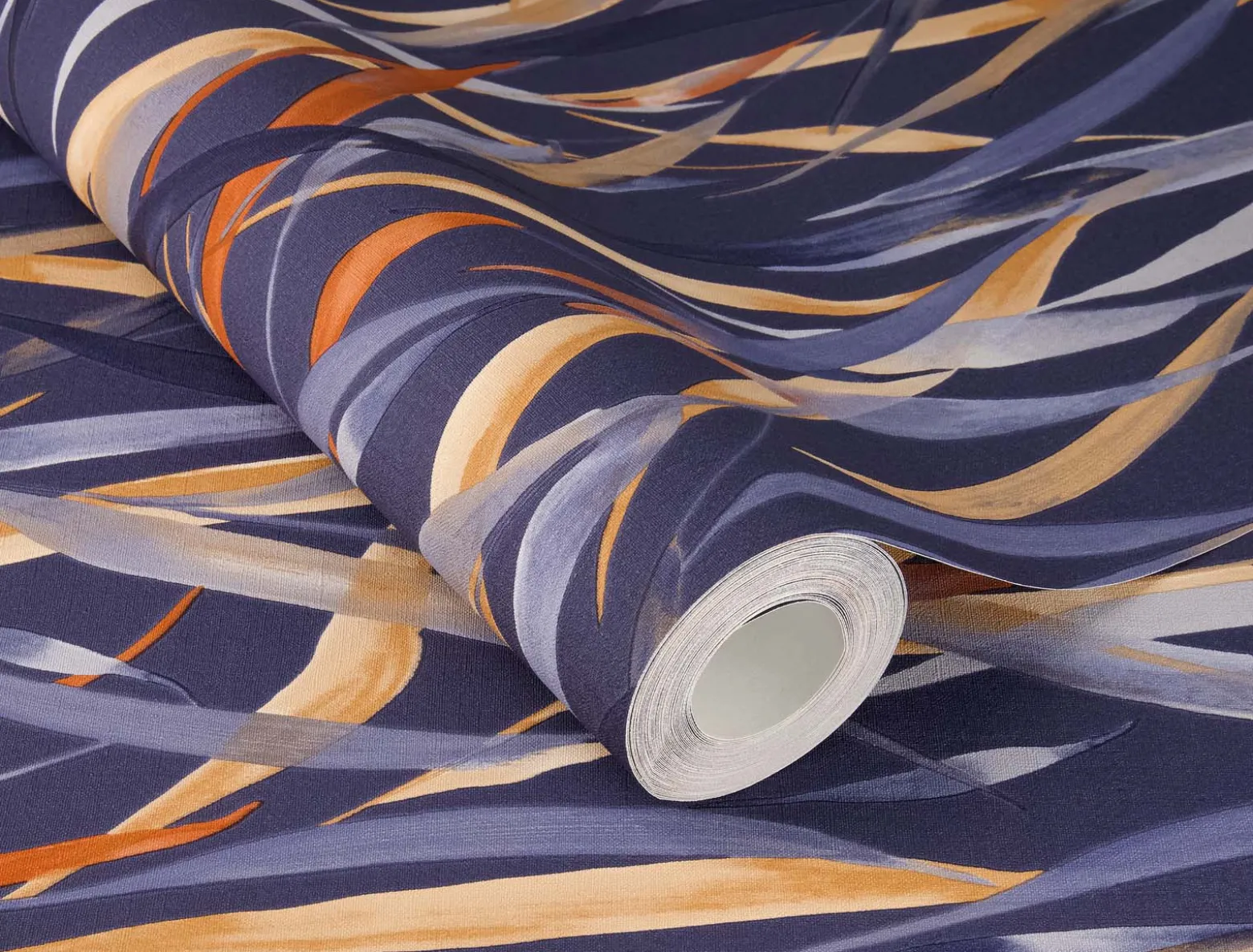 Vliestapete Rasch Floral Gräser Blau Orange 330236