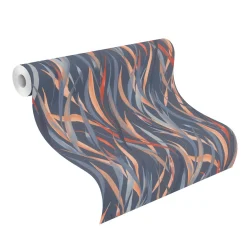 Vliestapete Rasch Floral Gräser Blau Orange 330236