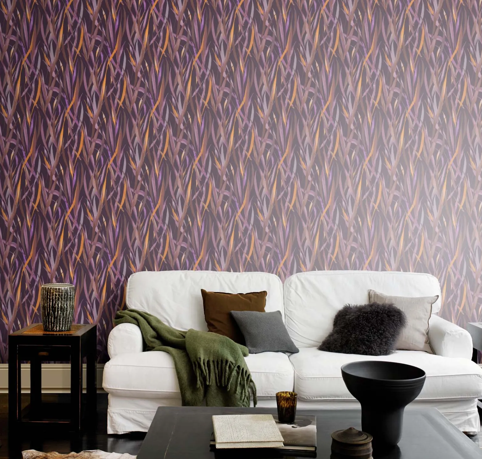 Vliestapete Rasch Floral Gräser Lila Braun Gelb 330243