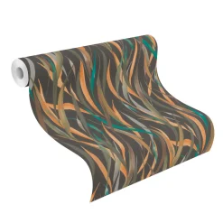 Vliestapete Rasch Floral Gräser Schwarz Grün Gelb 330250