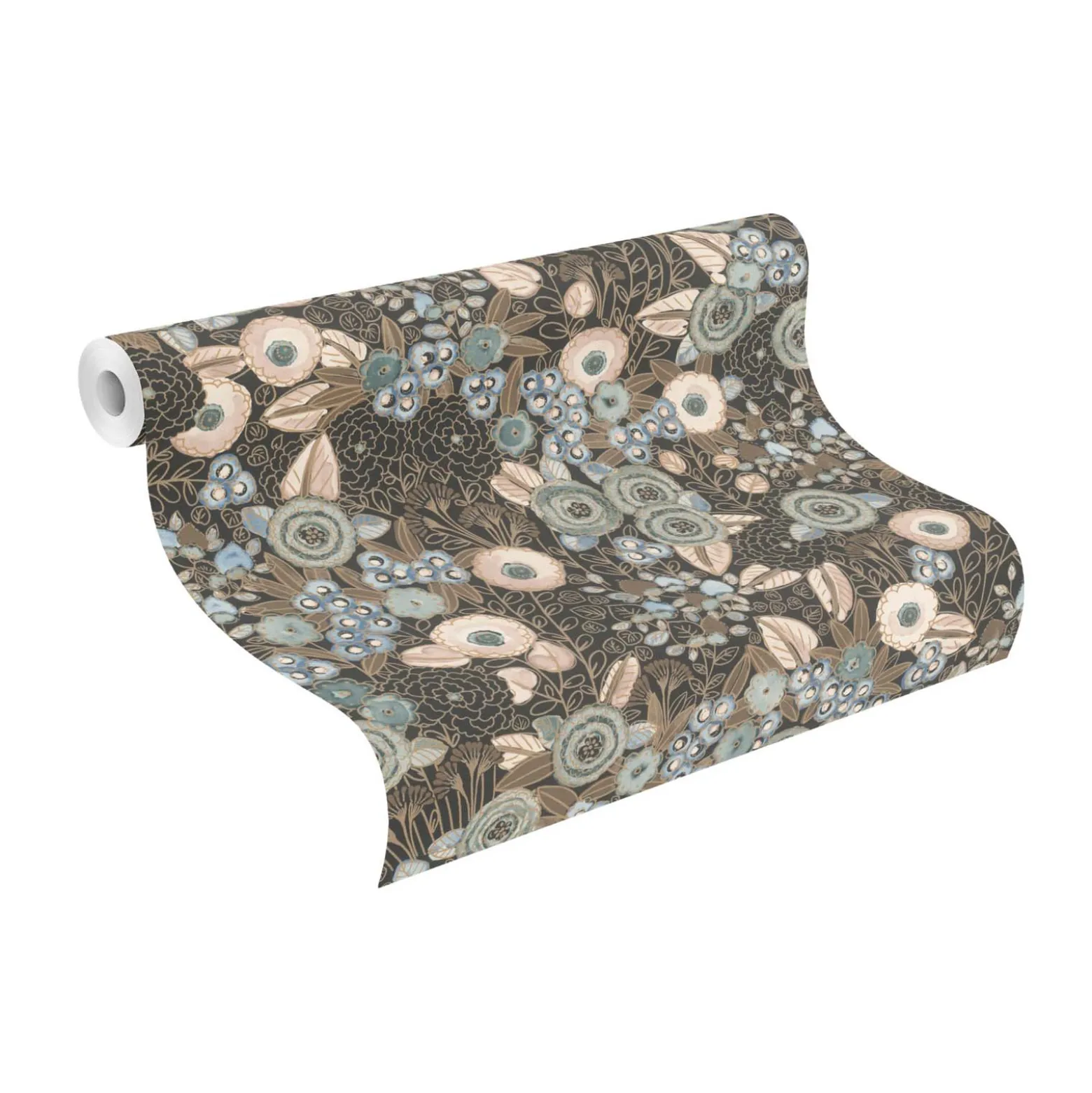 Vliestapete Rasch Floral Schwarz Gold Metallic 868913
