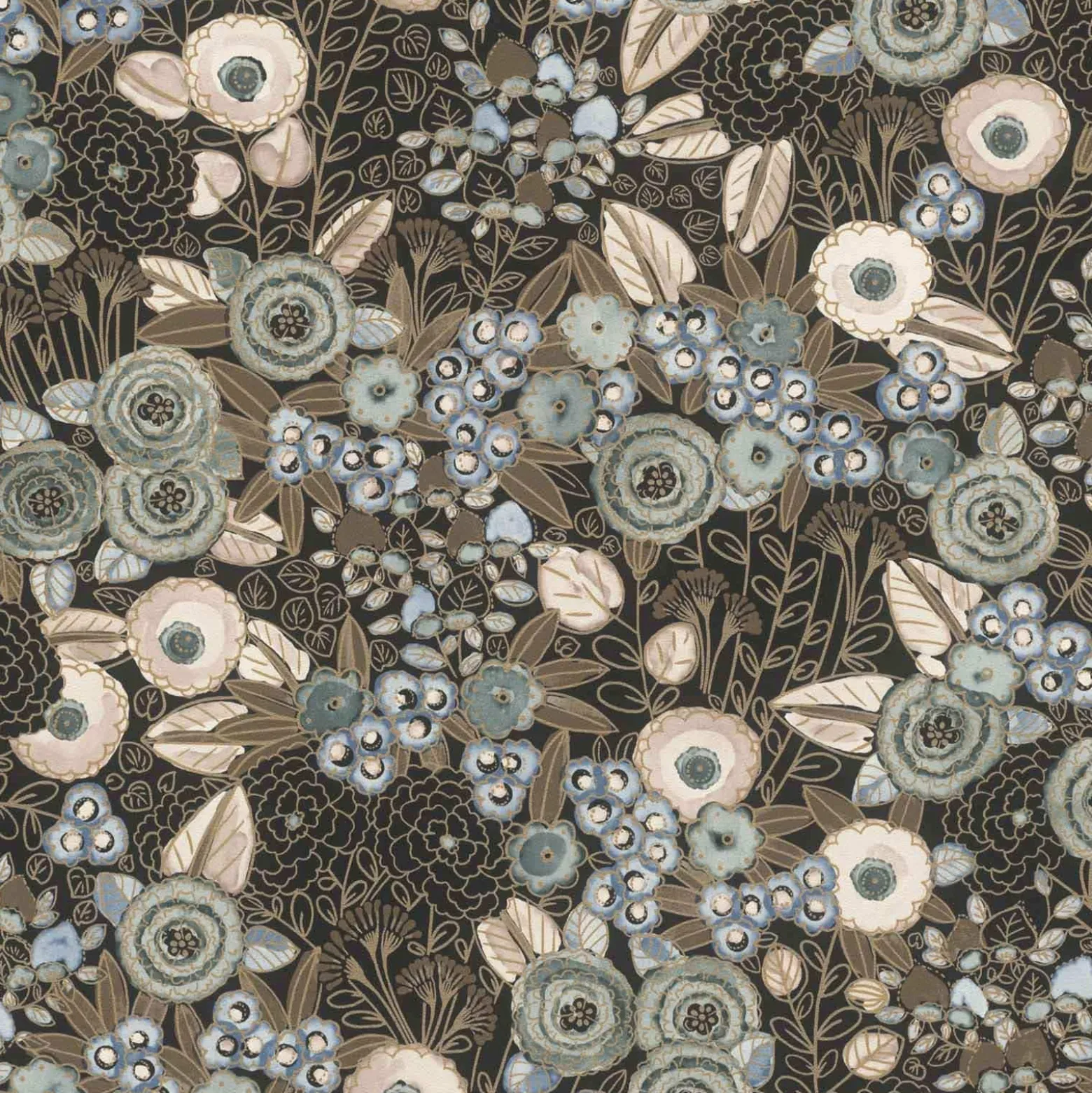Vliestapete Rasch Floral Schwarz Gold Metallic 868913