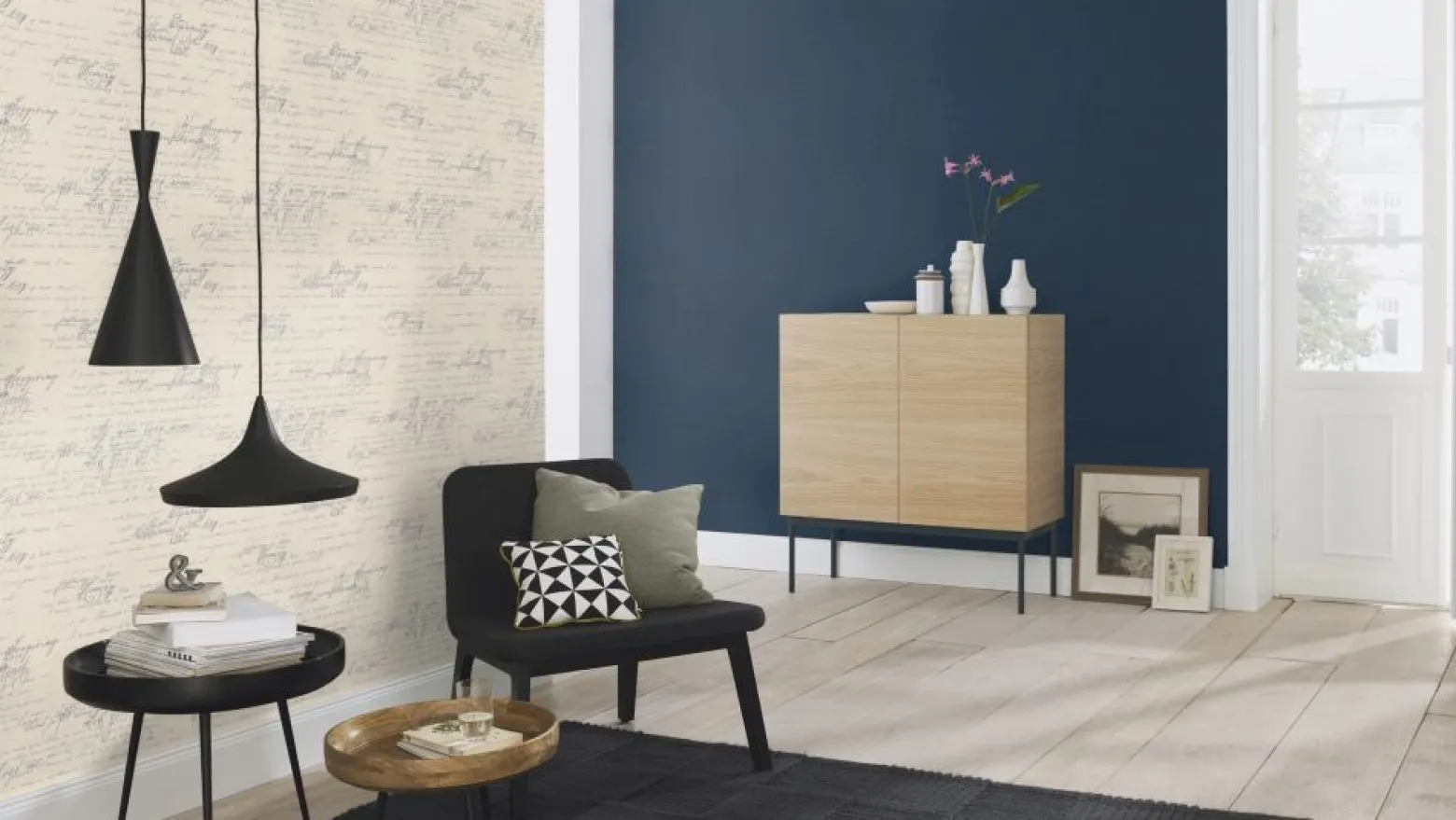 Vliestapete Rasch Florentine Uni dunkelblau 449860