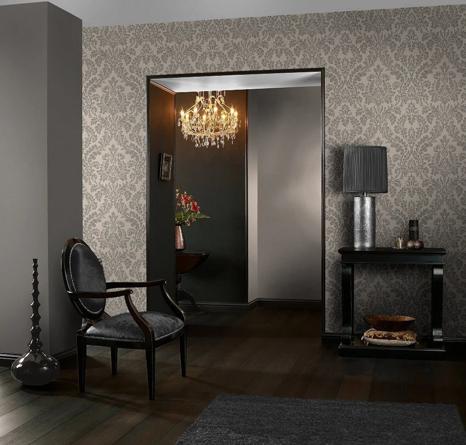 Vliestapete Rasch Florentine Uni Struktur anthrazit 448627