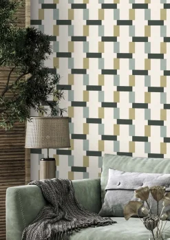 Vliestapete Rasch Grafisch Formen Creme Grün Blau 868821