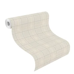 Vliestapete 537444 Rasch kariert Beige Grau