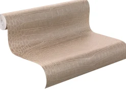 Vliestapete Rasch Krokodil braun beige Metallic 474138