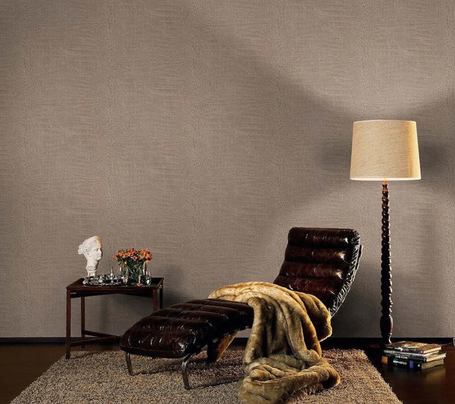 Vliestapete Rasch Krokodil braun beige Metallic 474138