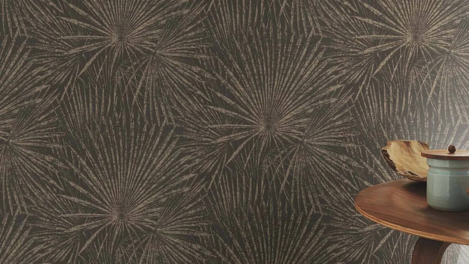 Vliestapete Rasch Palmblätter Schwarz Gold 555745 Lirico