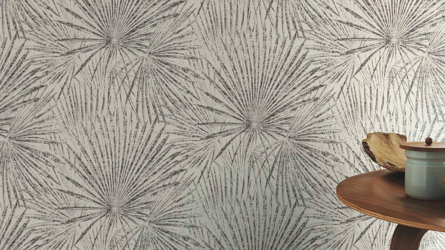Vliestapete Rasch Palmblätter Weiß Schwarz 555738 Lirico