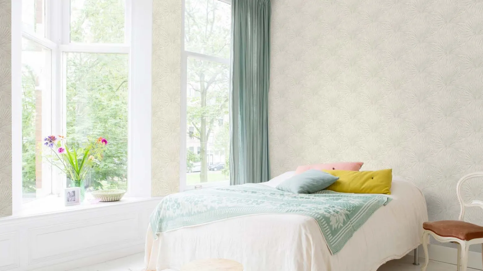 Vliestapete Rasch Palmblätter Weiß Beige 555721 Lirico