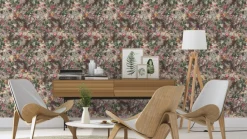 Vliestapete Rasch Passepartout Blumen lila bunt 605631