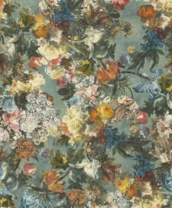 Vliestapete Rasch Passepartout Blumen blau bunt 605655